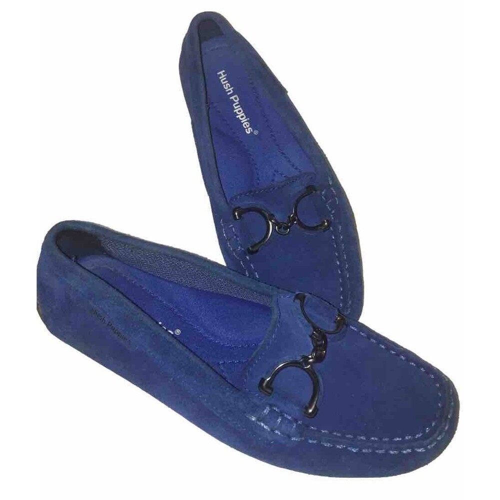 Hush Puppies Molly Snaffle Driving Moccasins Blue Leather Loafer Women 6.5 M